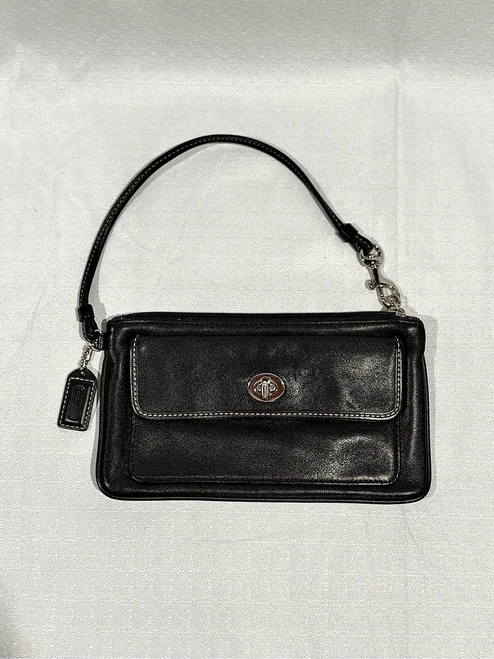 Coach Black & Brown Leather Wristlet